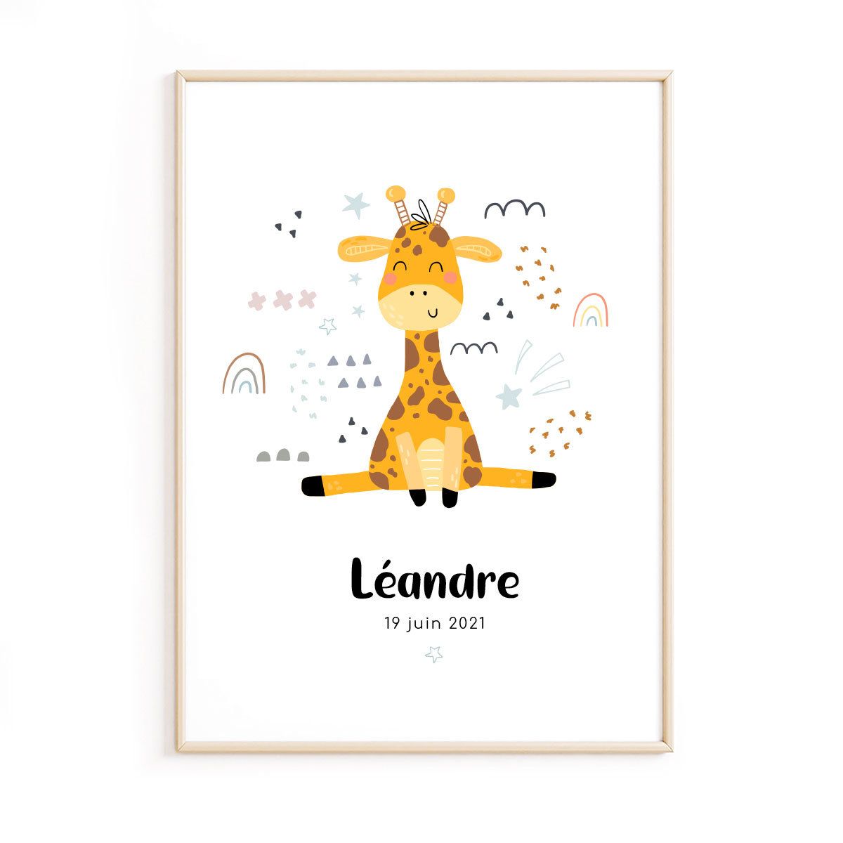 affiche-bébé-girafe-personnalisable