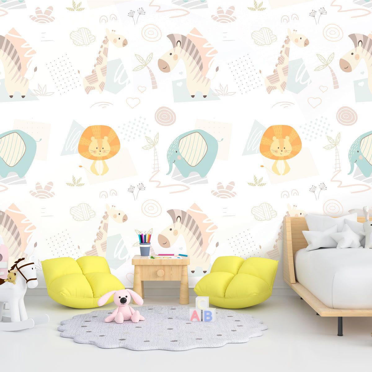 papier-peint-animaux-chambre-bébé