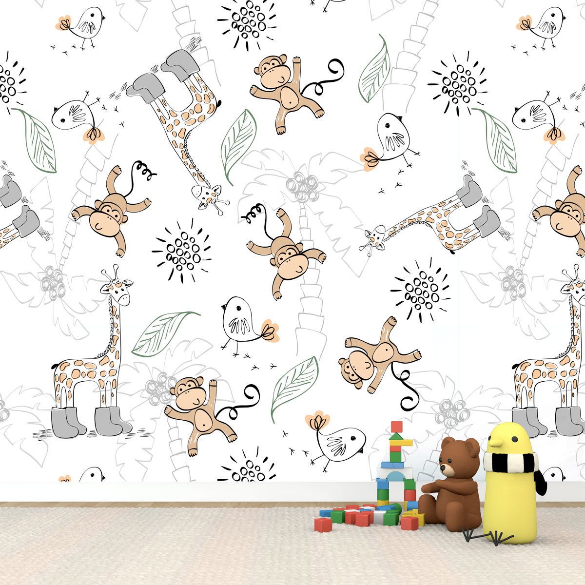 papier-peint-singe-blanc