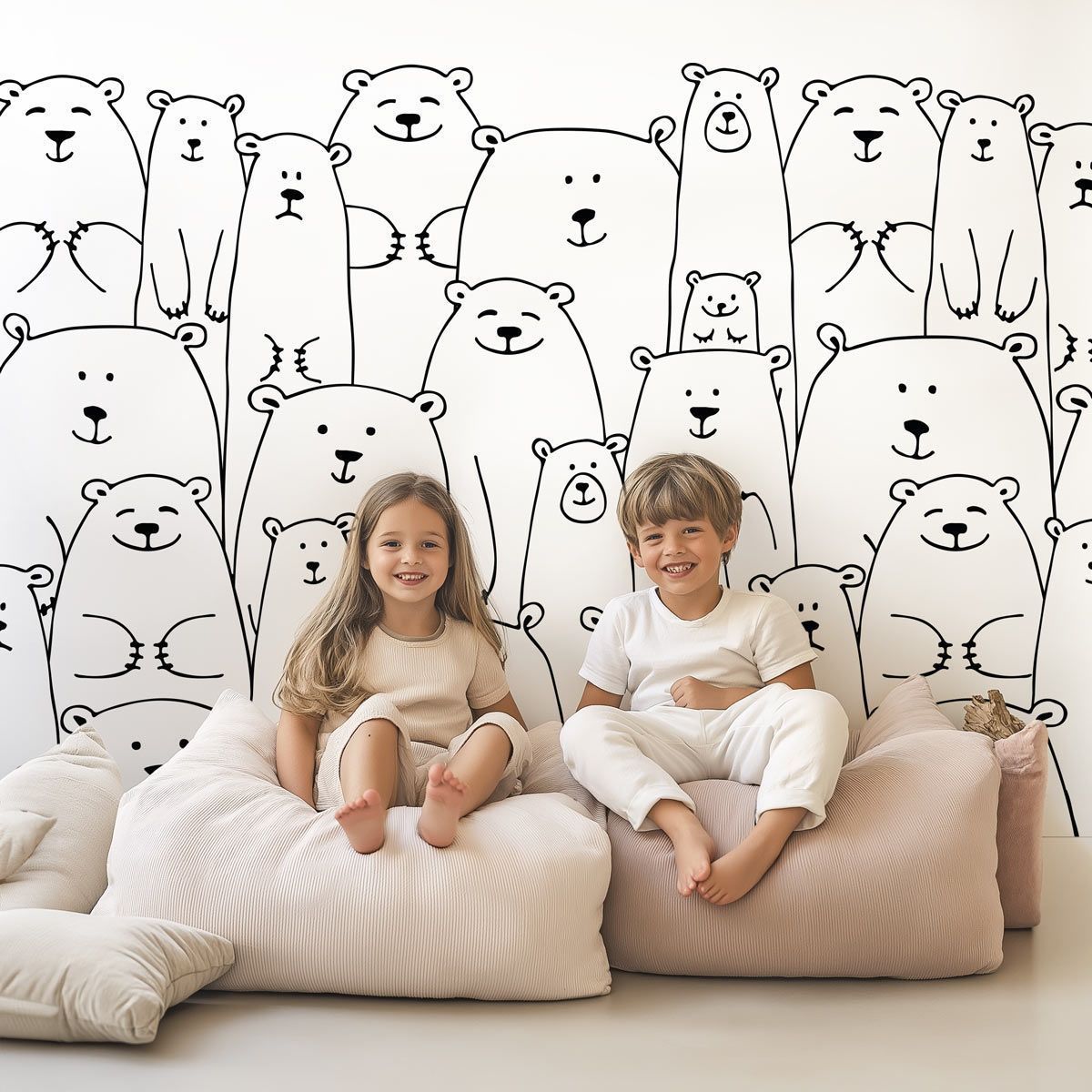Papel Pintado Escandinavo de Ositos para Bebé