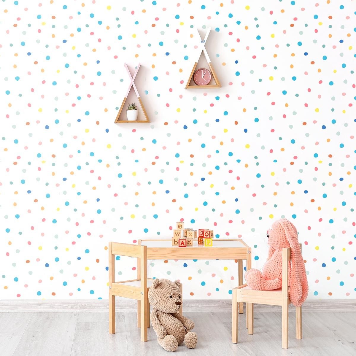 papier peint pois coloré