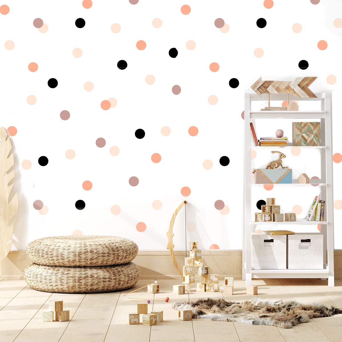 papier-peint-à-pois-orange-enfant