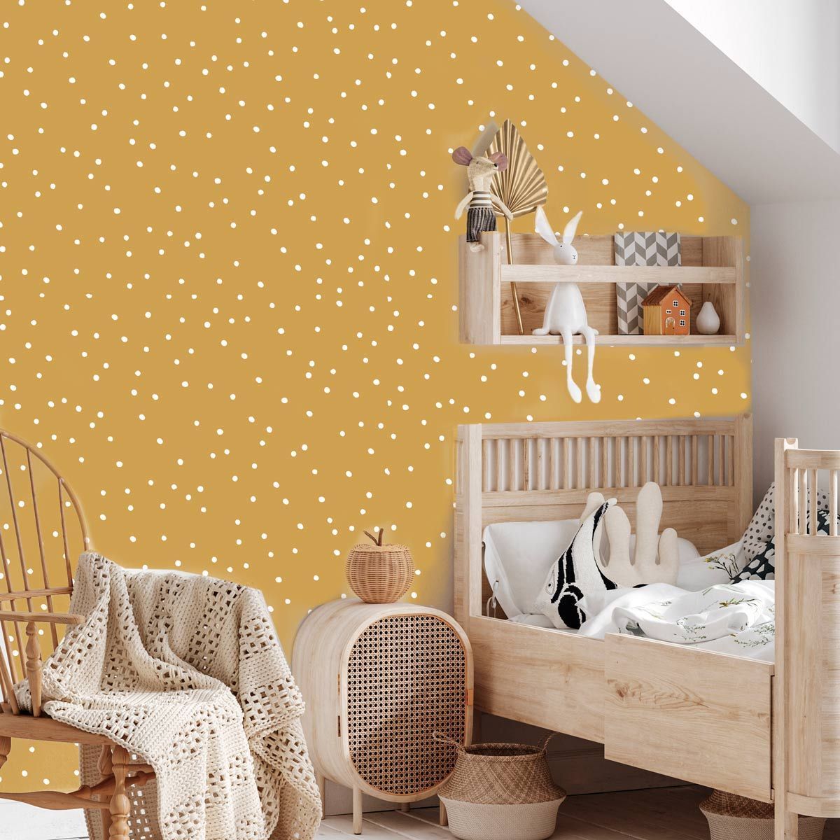 papier-peint-enfant-jaune-moutarde