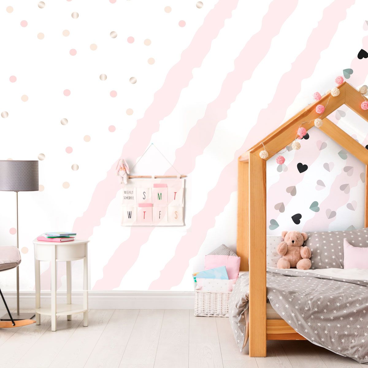 papier-peint-rose-chambre-fille