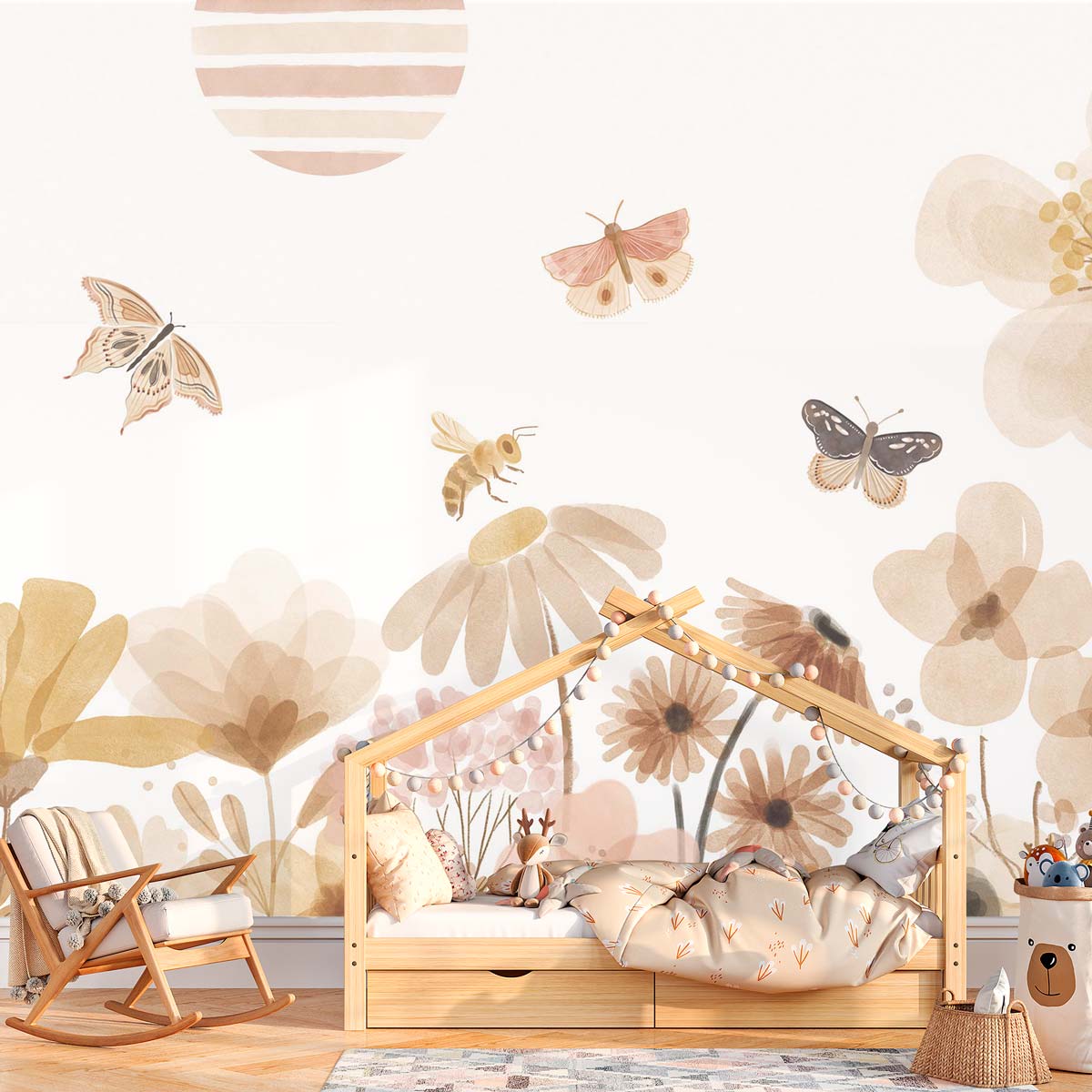 papier-peint-enfant-fleurs-vintage