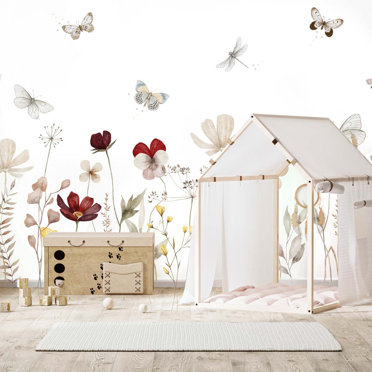 papier-peint-fleurs-et-papillons