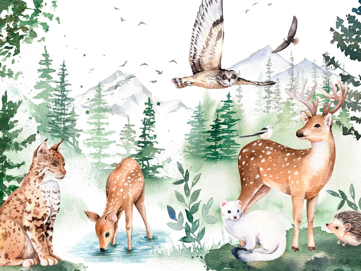papier-peint-foret-animaux
