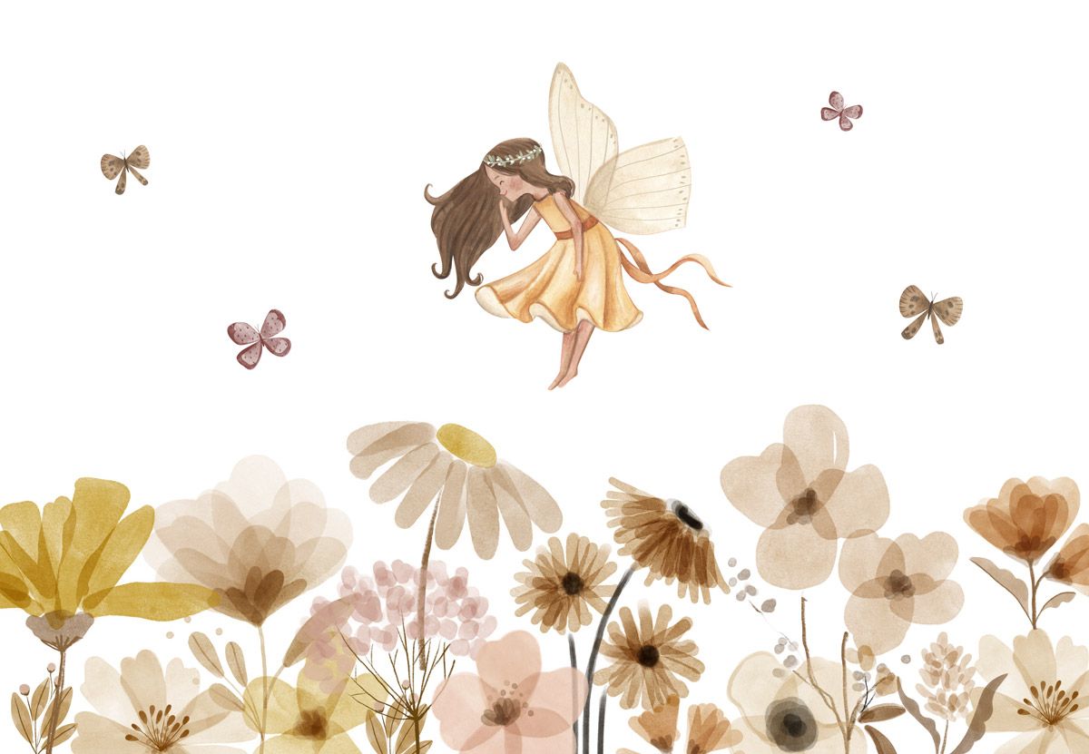 papier-peint-fée-et-fleurs