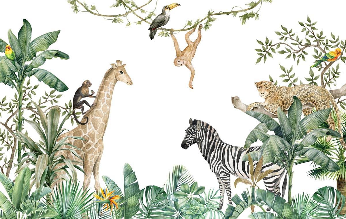papier-peint-amis-de-la-jungle-pour-enfant