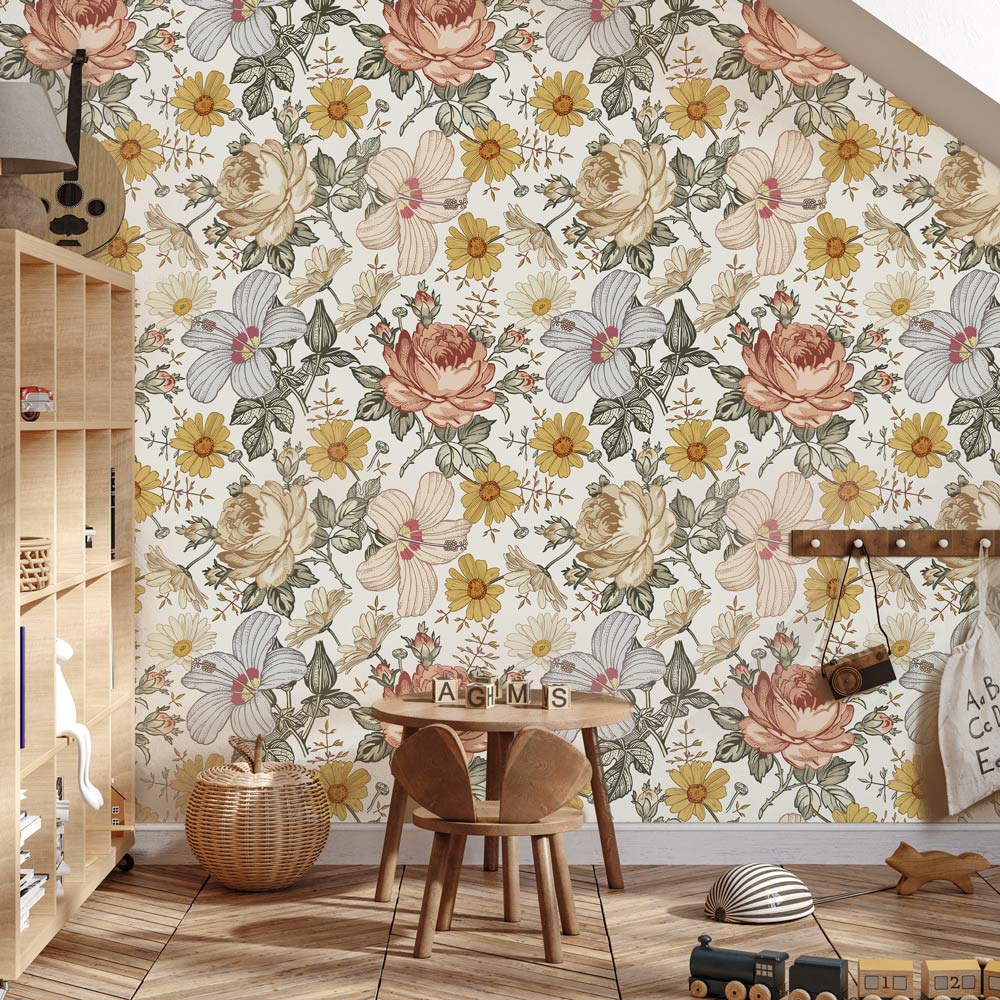 papier-peint-fleurs-vintage-enfant