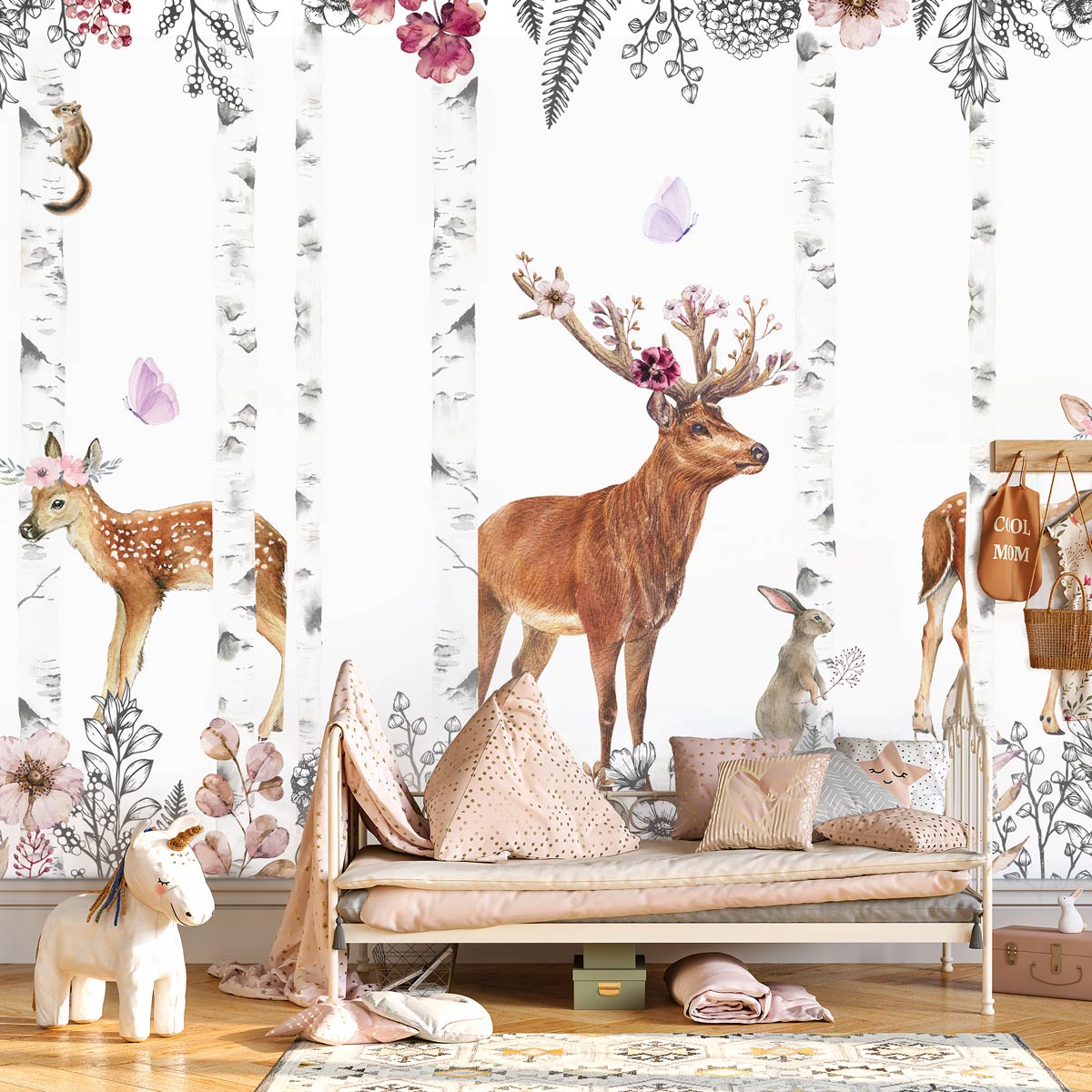 papier-peint-rose-chambre-fille