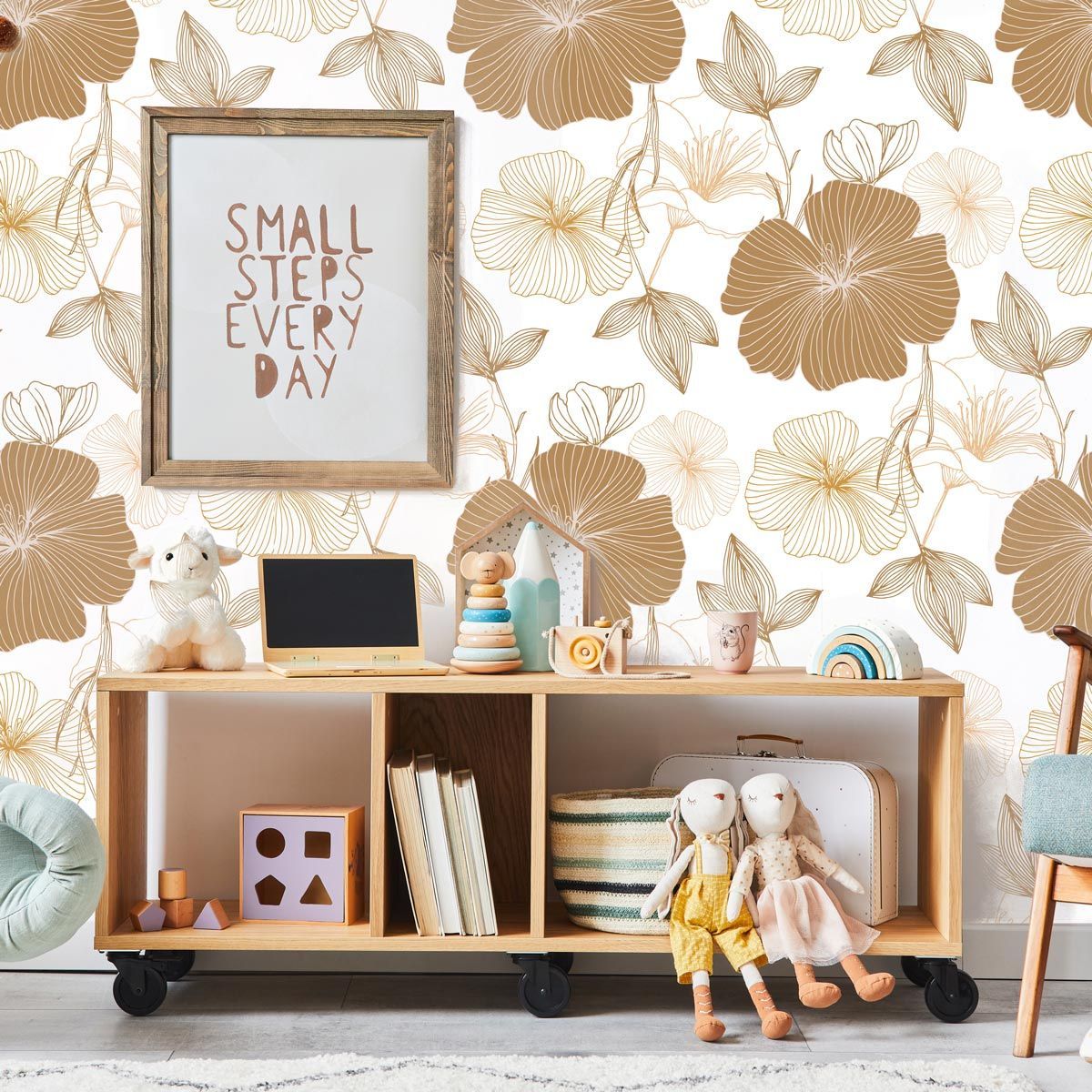 papier-peint-fleurs-beige
