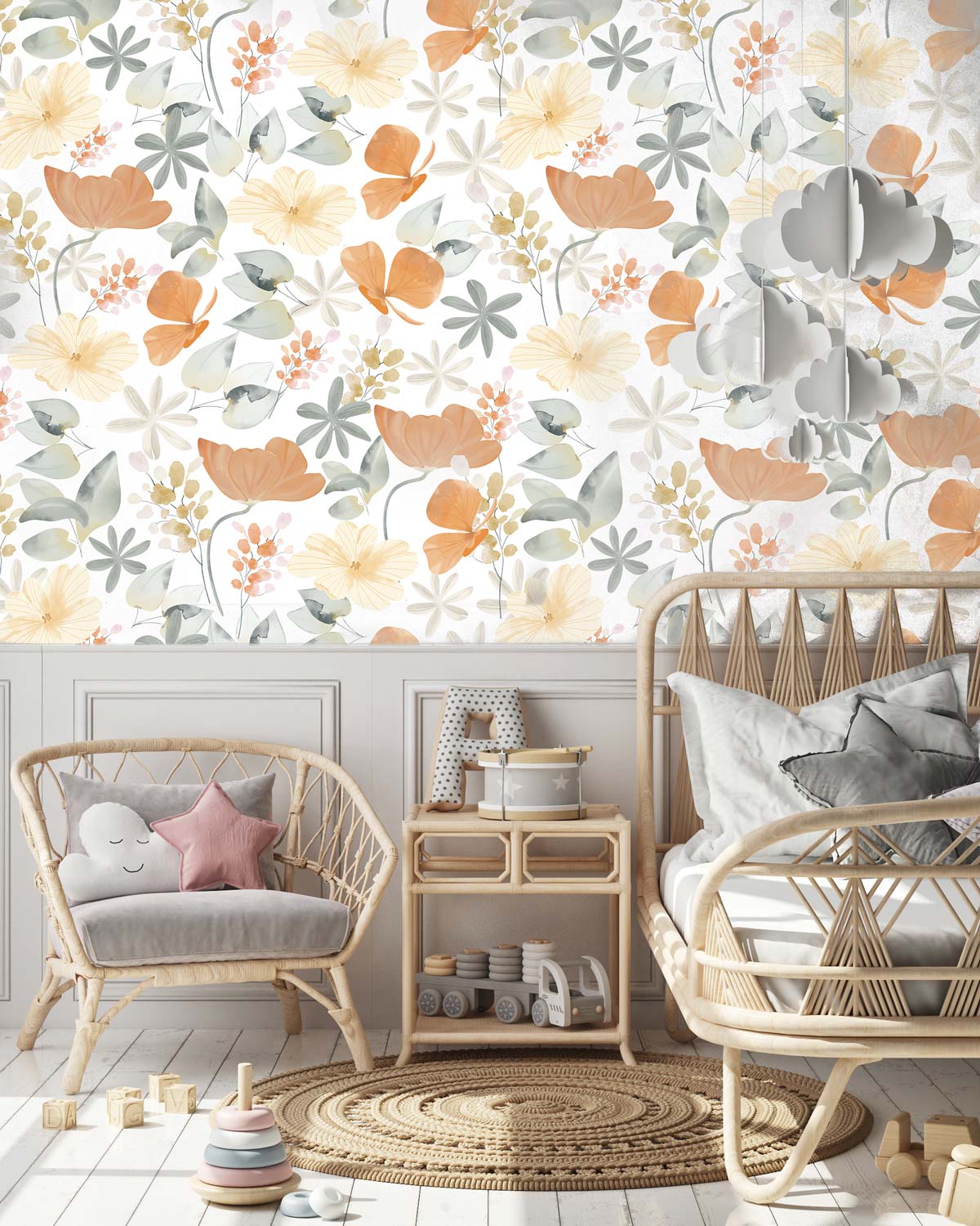 papier-peint-fleurs-orange