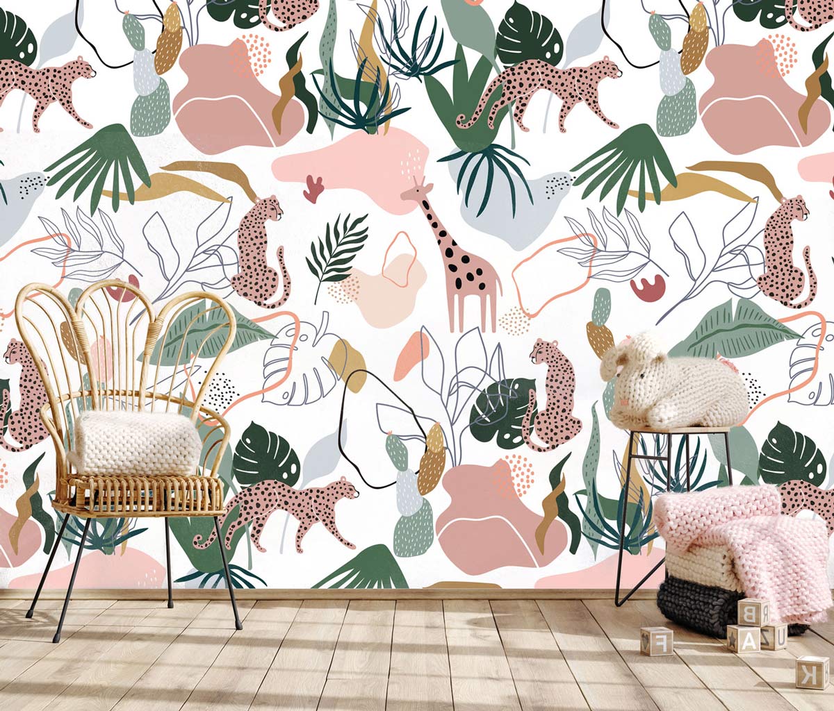 papier-peint-abstrait-chambre-fille