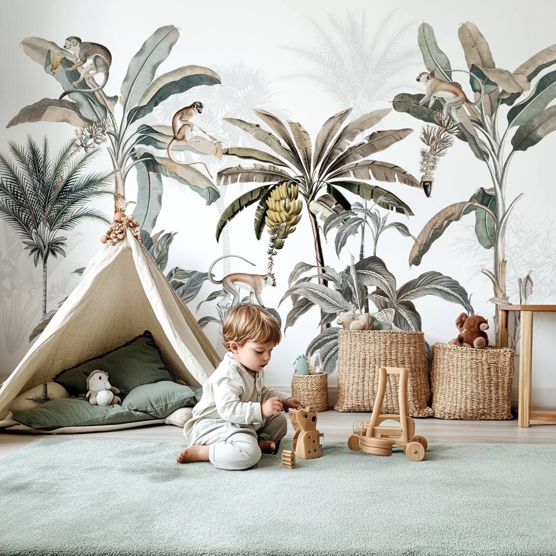 chambre-jungle-vert-d'eau