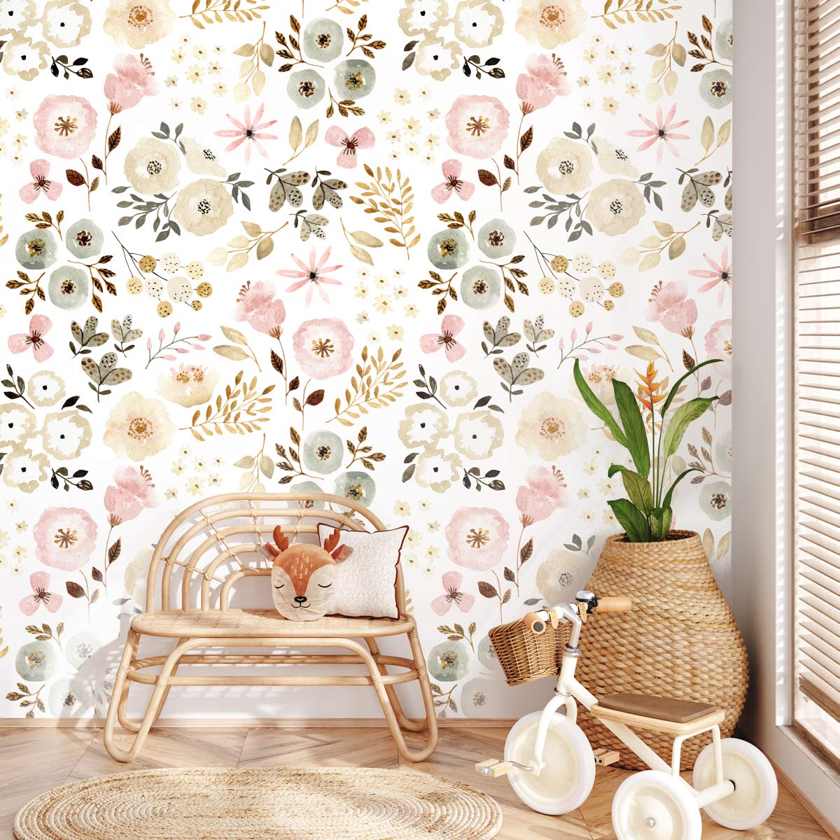 papier-peint-fleurs-chambre enfant