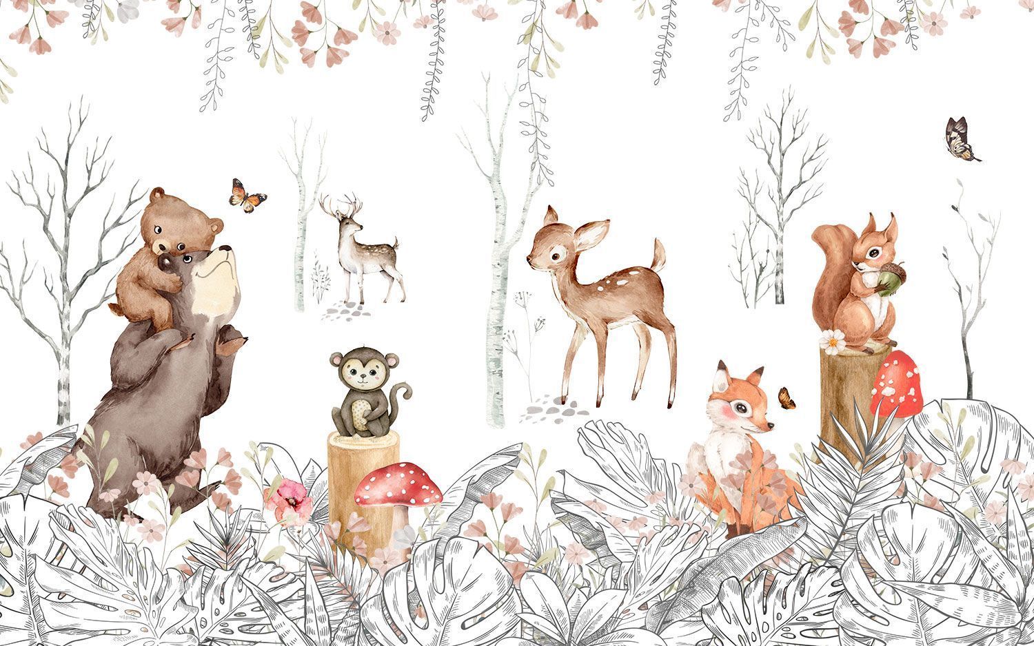 papier-peint-foret-chambre-fille
