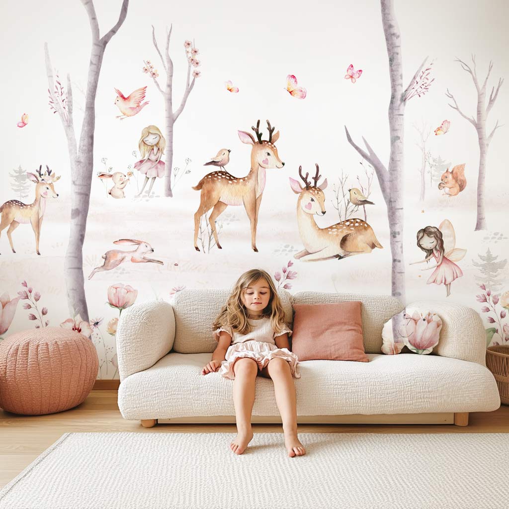 papier-peint-foret-fille