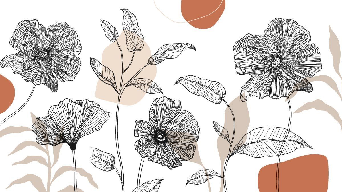 papier-peint-fleurs-terracotta