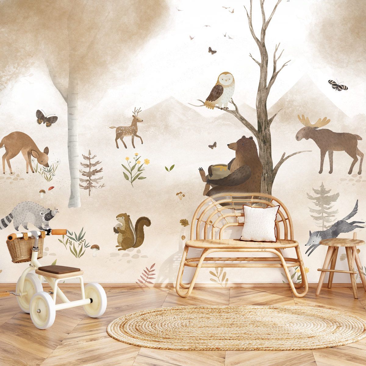papier-peint-foret-bébé-beige