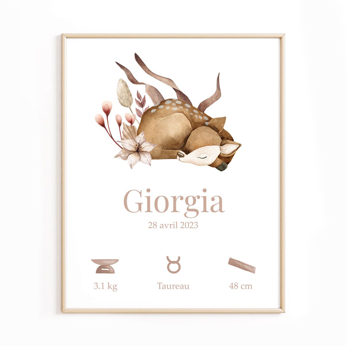affiche-naissance-personnalisee-biche-rose