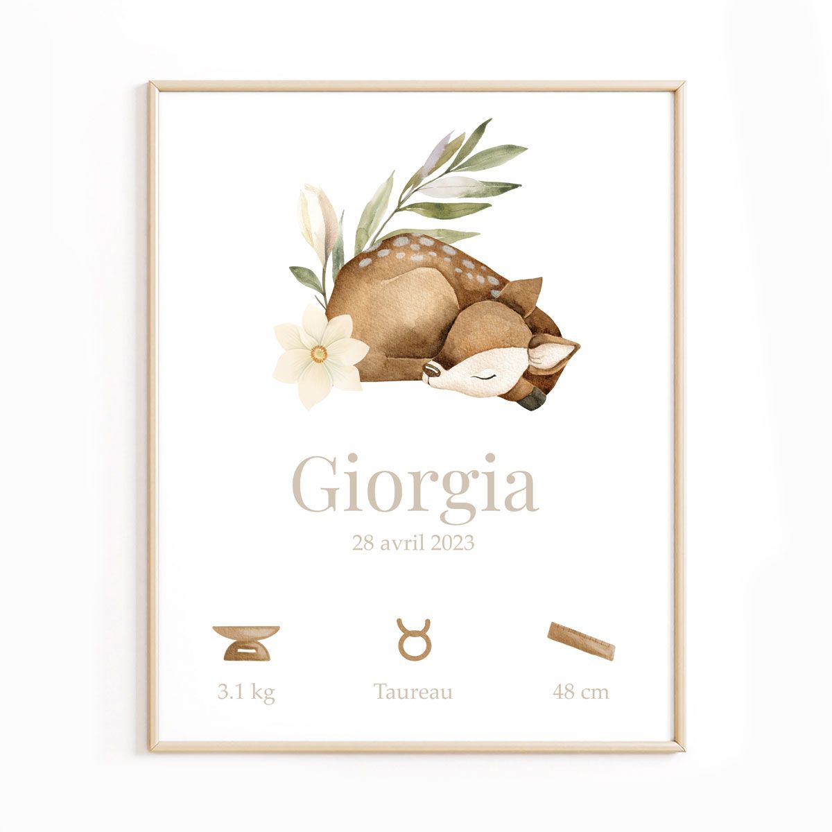 affiche-naissance-personnalisee-biche-vert
