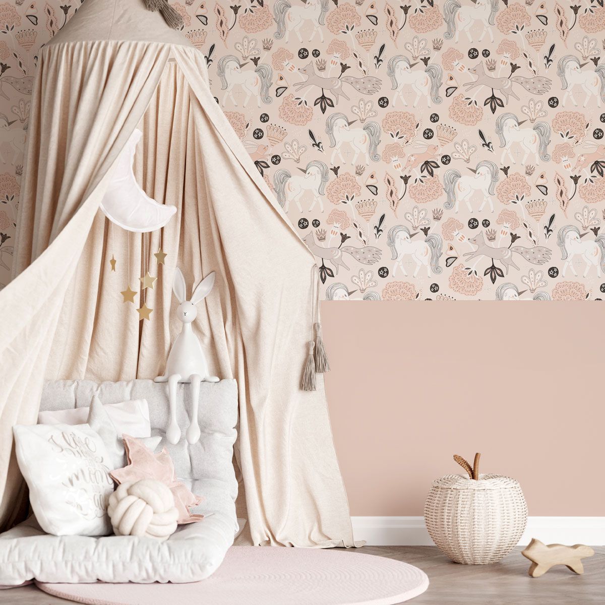 papier peint licorne chambre fille