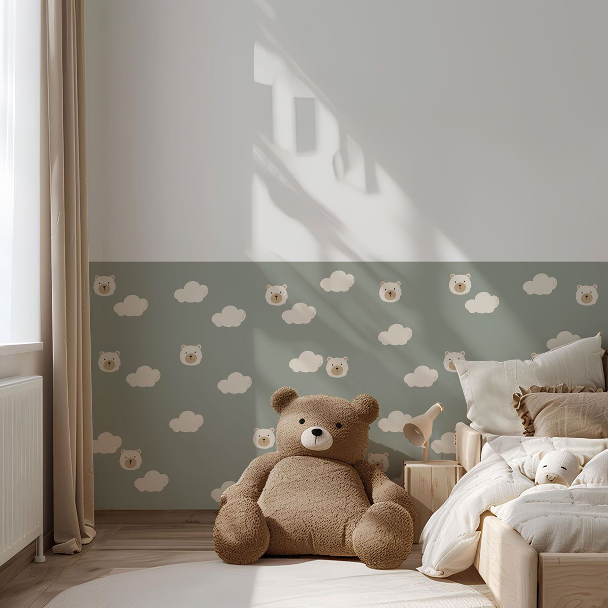 papier peint ourson vert
