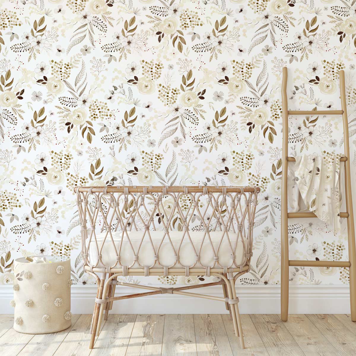 papier-peint-fleurs-beige-pour-enfant