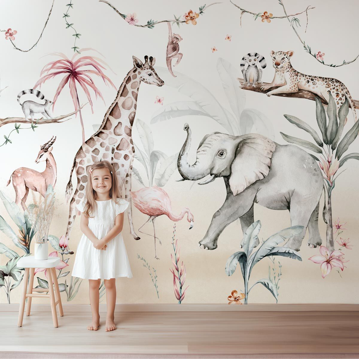 papier-peint-jungle-rose-fille