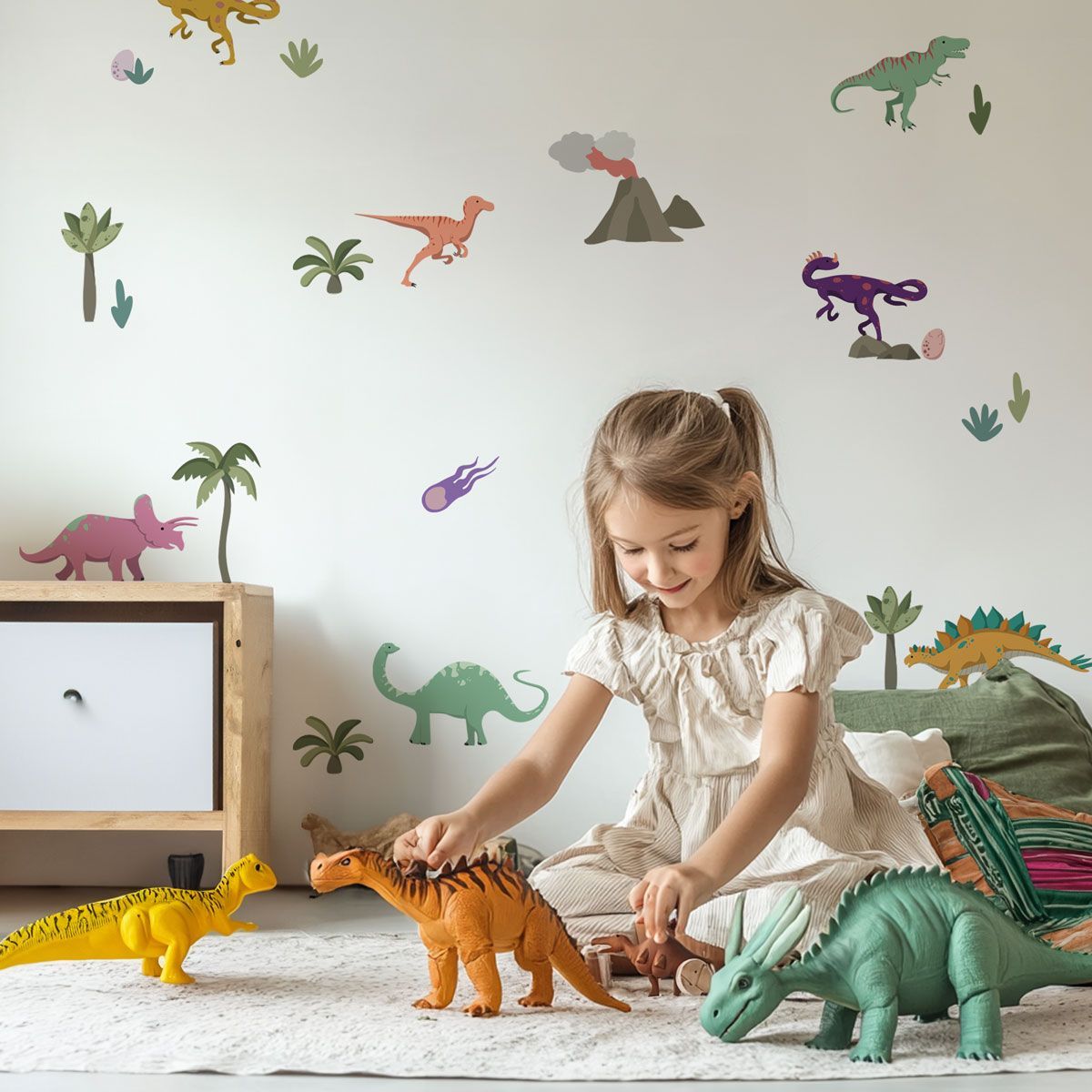 sticker dinosaures-multicolore