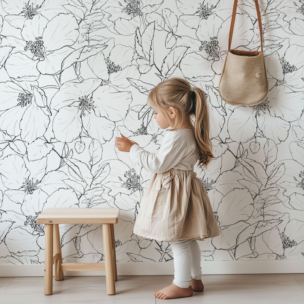 papier-peint-contours-de-fleurs