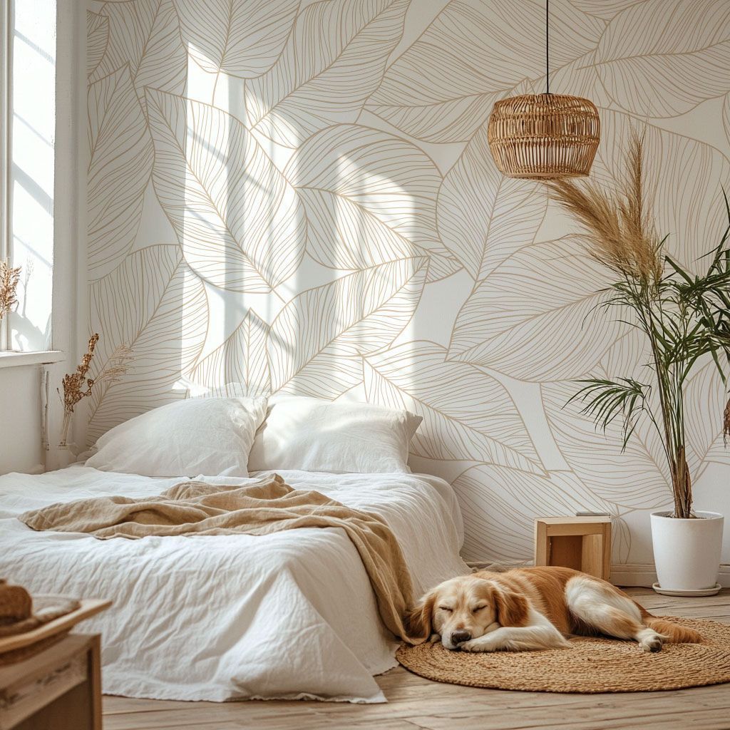 papier-peint-feuille-beige
