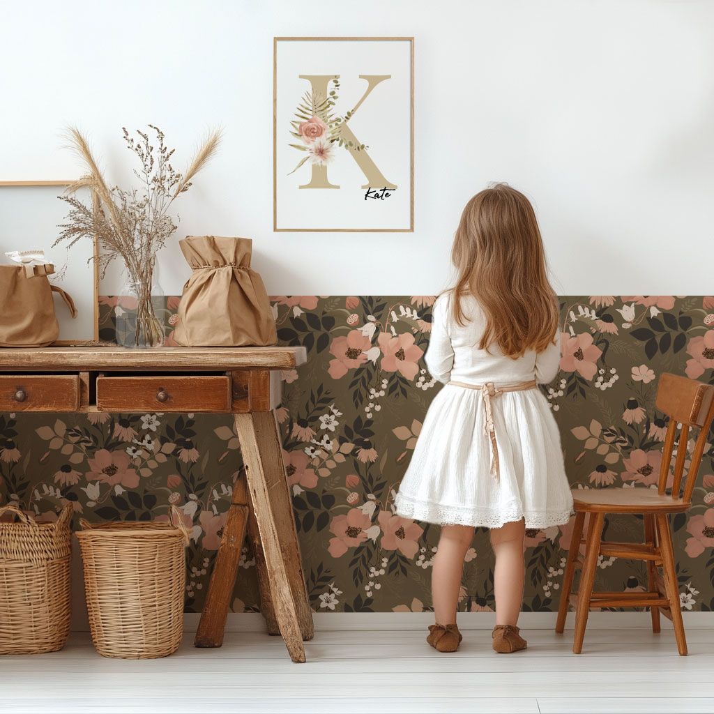papier-peint-fleurs-kaki-fille