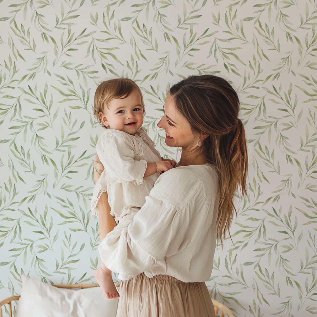 Papier peint feuillage vert