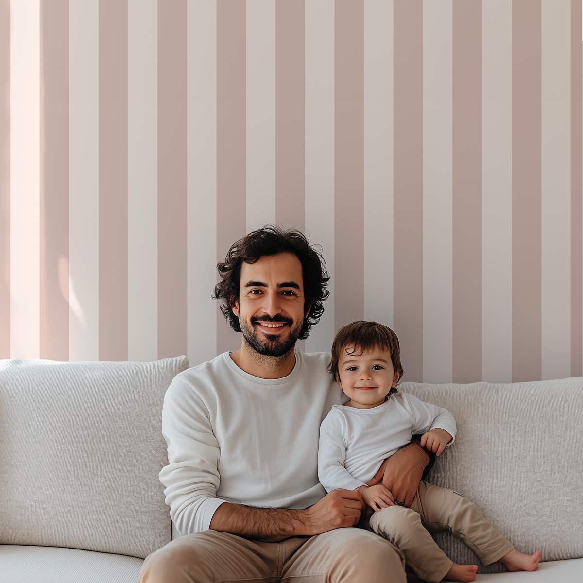 papier peint salon rayures beige rose