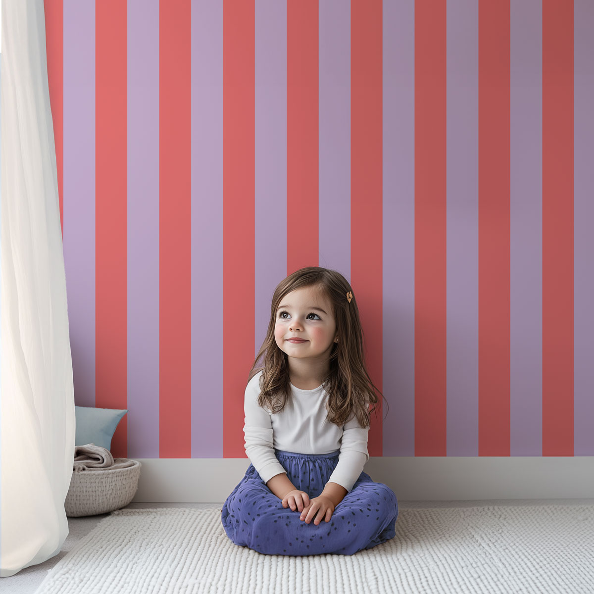 papier peint rayures pop rouge et violet