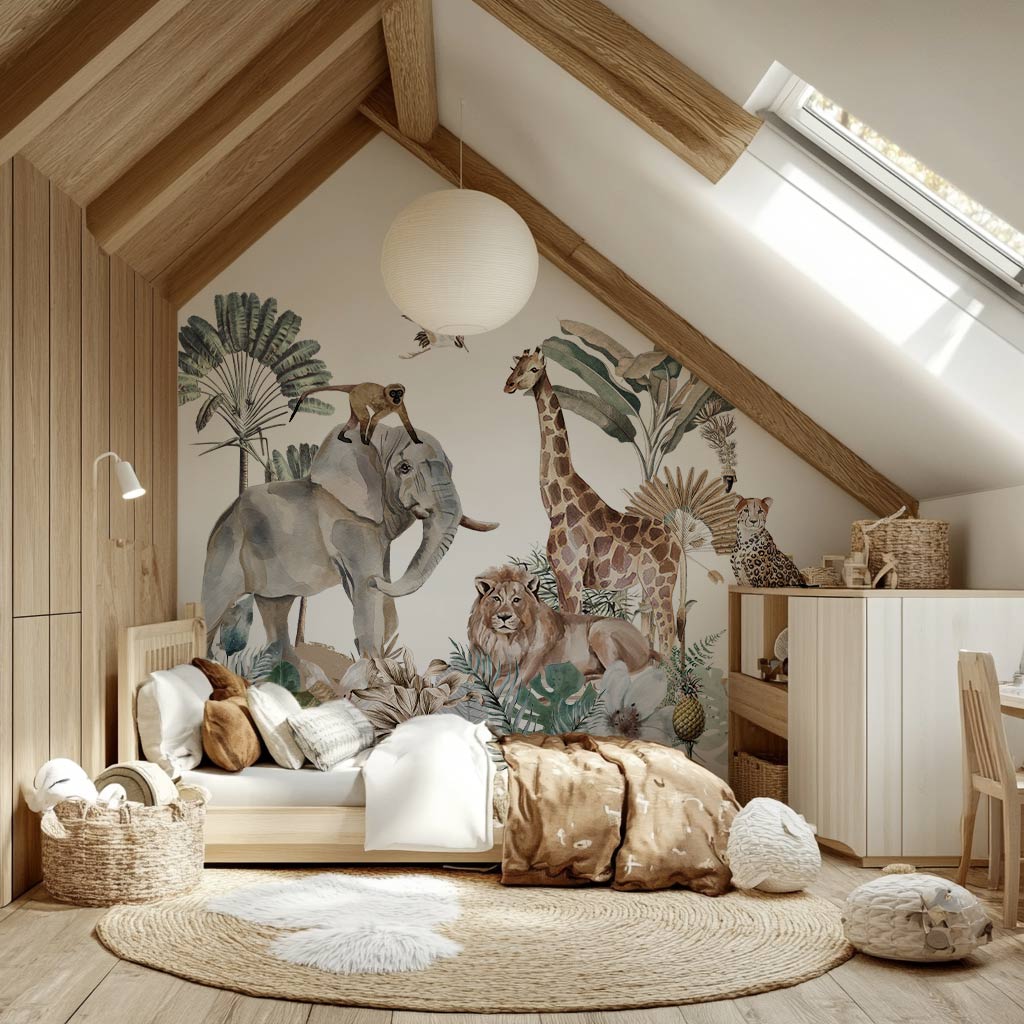 papier-peint-chambre-mansardée
