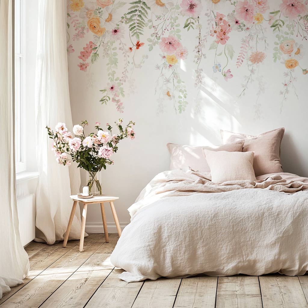 papier-peint-fleurs-chambre