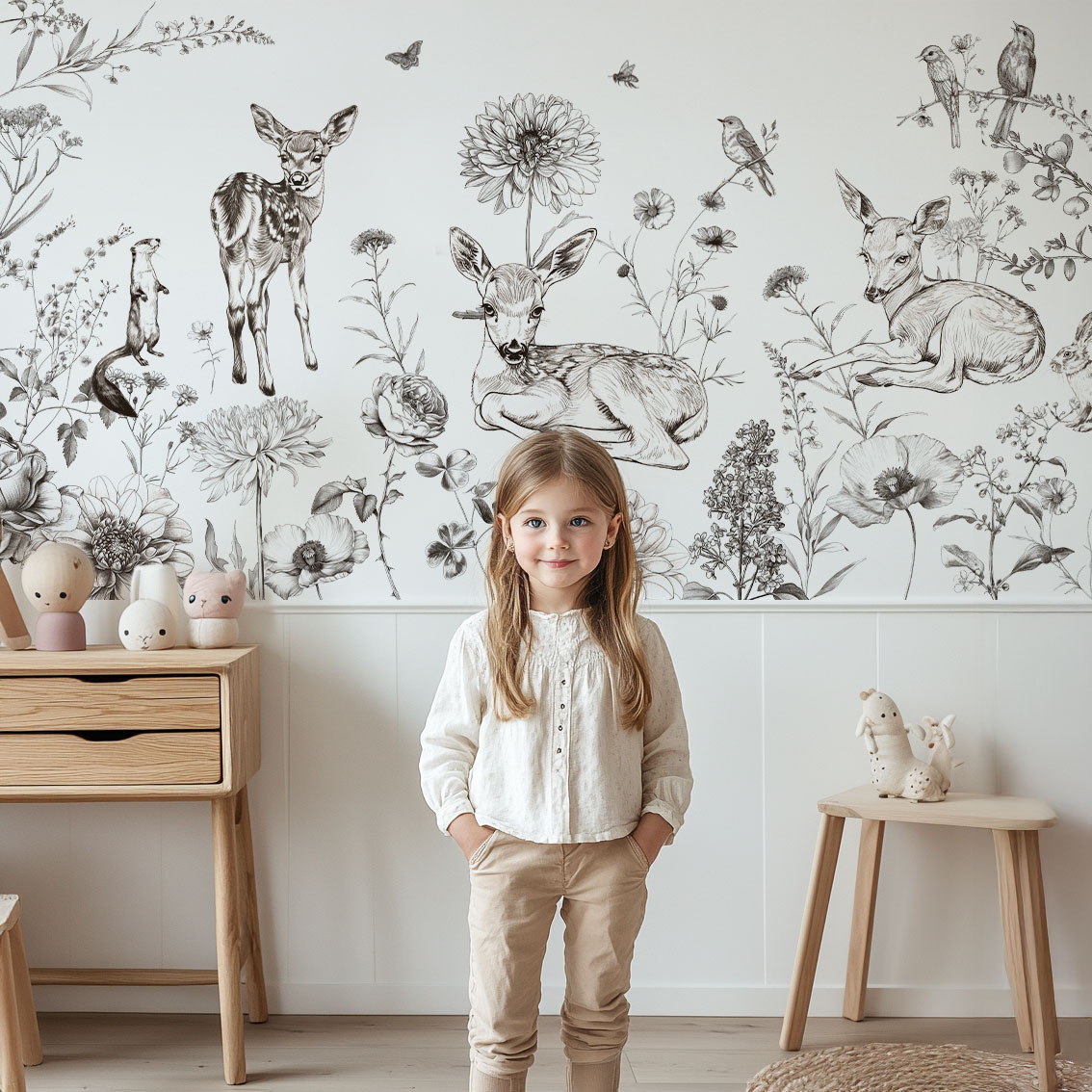 papier-peint-foret noir et blanc