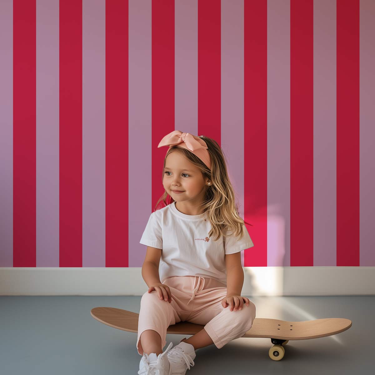 Papier peint pop rose bonbon et violet pastel
