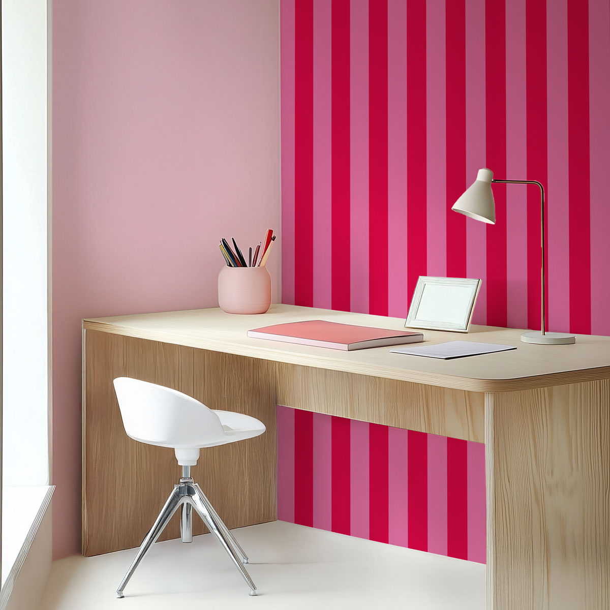Papier peint flashy rayures rose
