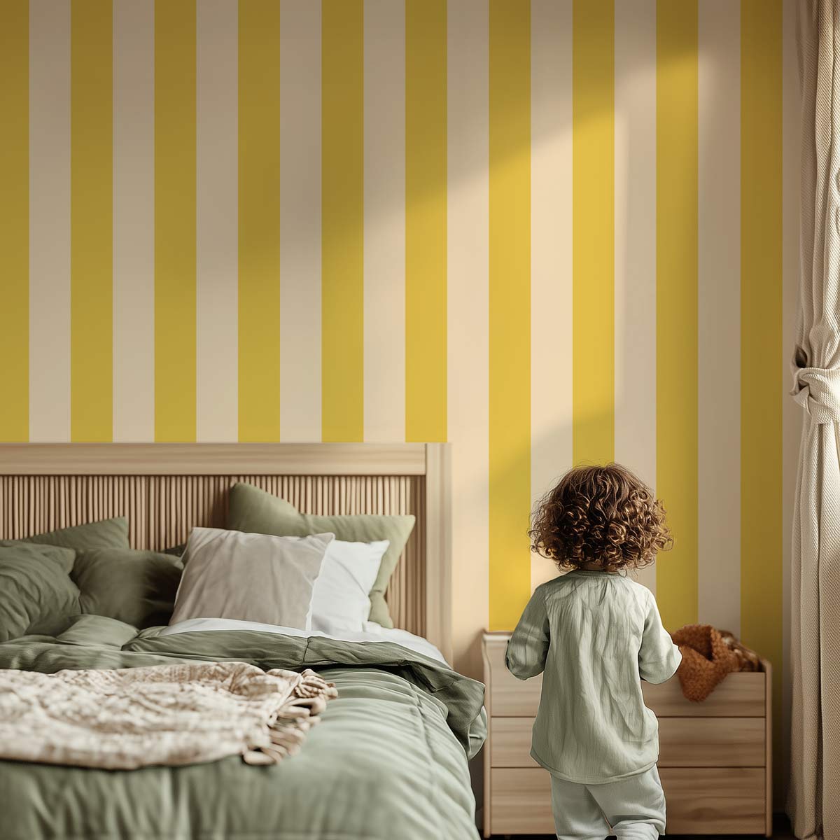 Papel pintado rayas Laura - Amarillo