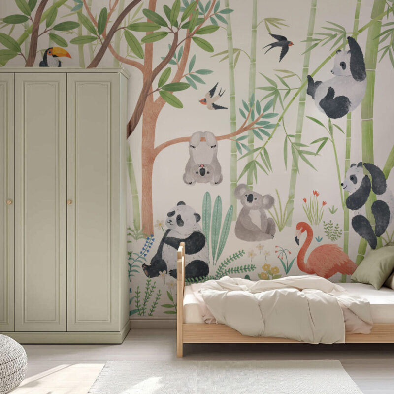 Papier peint pandas-chambre-enfant