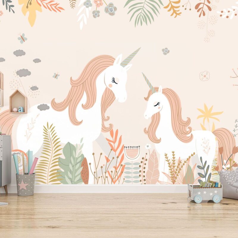 papier-peint-licorne-beige