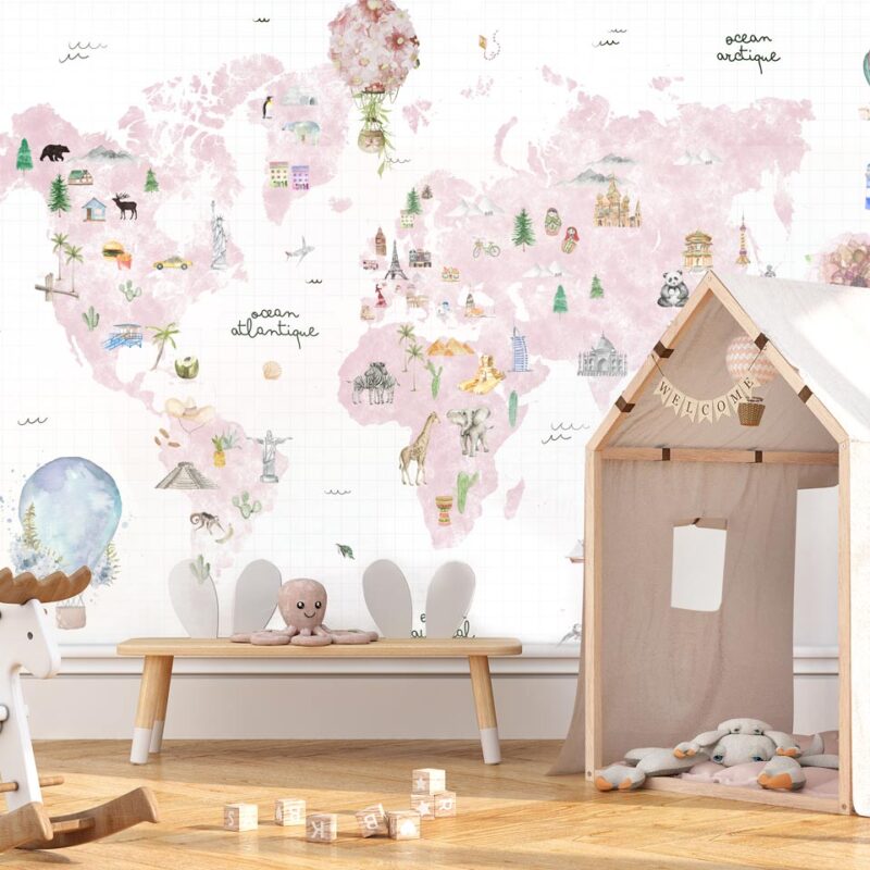 papier-peint-carte-du-monde-fille