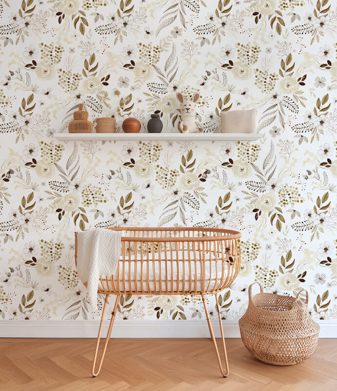 papier-peint-fleurs-beig