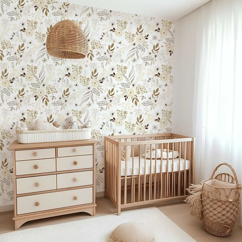 papier-peint-fleurs-beige-enfant