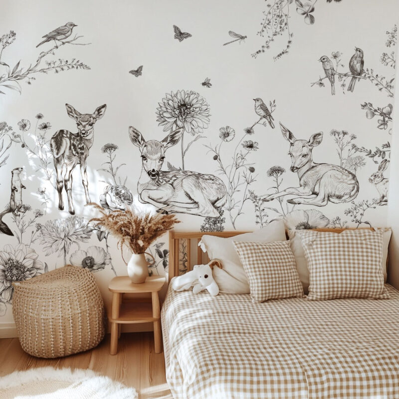 papier-peint-foret-biche