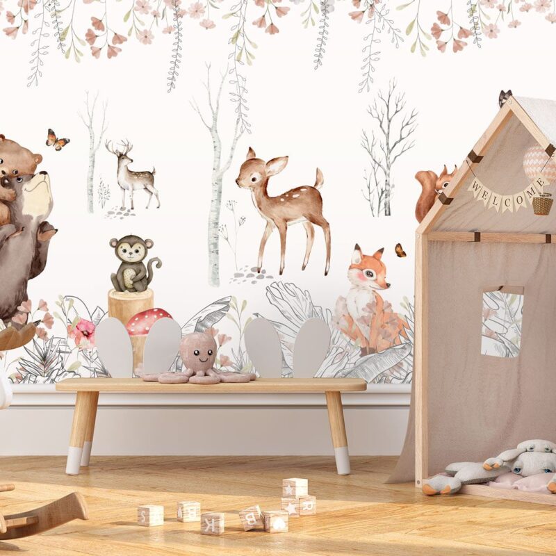 papier-peint-foret-fille